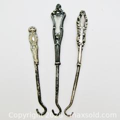 MaxSold Auction: Three Antique Sterling Silver Buttonhooks  - Aurora (Ontario, Canada) PARTNER MANAGED Downsizing Online Auction - Murray Drive