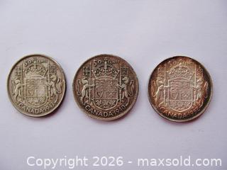MaxSold Auction: Three Canadian King George VI Half Dollar Coins  - Aurora (Ontario, Canada) PARTNER MANAGED Downsizing Online Auction - Murray Drive