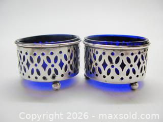MaxSold Auction: Two Pair Sterling Silver Cobalt Blue Glass Salt Cellars & Pepper Shakers  - Aurora (Ontario, Canada) PARTNER MANAGED Downsizing Online Auction - Murray Drive