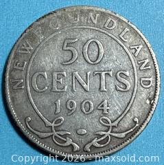 MaxSold Auction: 1904 Newfoundland 50 Cents Silver Coin - Lincoln (Ontario, Canada) SELLER MANAGED Downsizing Online Auction - Bartlett Road - Beamsville (STORAGE)