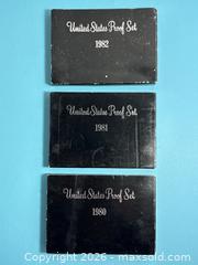 MaxSold Auction: United States Proof Sets 1980-1982 (3 Sets) - Lincoln (Ontario, Canada) SELLER MANAGED Downsizing Online Auction - Bartlett Road - Beamsville (STORAGE)
