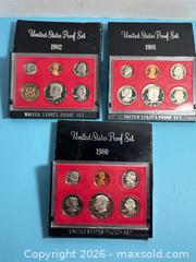 MaxSold Auction: United States Proof Sets 1980-1982 (3 Sets) - Lincoln (Ontario, Canada) SELLER MANAGED Downsizing Online Auction - Bartlett Road - Beamsville (STORAGE)