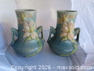 MaxSold Auction: 7" Pair of Roseville "Clematis Vases" - San Bruno (California, USA) SELLER MANAGED Downsizing Online Auction - 2nd Avenue