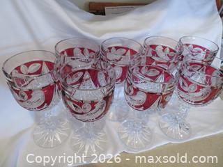 MaxSold Auction: Hofbauer Red Bird Byrdes German Lead Crystal Water/Wine Goblets Set of 8 - San Bruno (California, USA) SELLER MANAGED Downsizing Online Auction - 2nd Avenue
