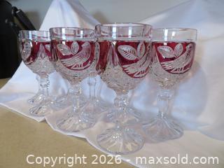 MaxSold Auction: Hofbauer Red Bird Byrdes German Lead Crystal Water/Wine Goblets Set of 8 - San Bruno (California, USA) SELLER MANAGED Downsizing Online Auction - 2nd Avenue