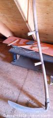 MaxSold Auction: 21 in Forged Steel Scythe with Full-Length Wooden Handle - Ottawa (Ontario, Canada) SELLER MANAGED Downsizing Online Auction - Sarsfield Road