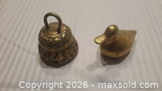 MaxSold Auction: Lot of 2 Brass Decorative Items: Engraved Bell & Duck Figurine - Ottawa (Ontario, Canada) SELLER MANAGED Downsizing Online Auction - Sarsfield Road