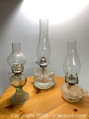 MaxSold Auction: Lot of 3 Antique/Vintage Glass Oil (Kerosene) Lamps - Ottawa (Ontario, Canada) SELLER MANAGED Downsizing Online Auction - Sarsfield Road