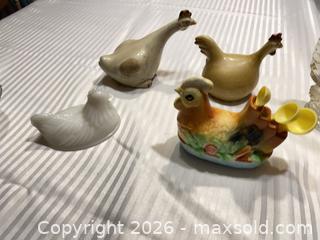 MaxSold Auction: Lot of 8 Decorative Hen/Chicken Figurines with Glass Bowl - Ottawa (Ontario, Canada) SELLER MANAGED Downsizing Online Auction - Sarsfield Road