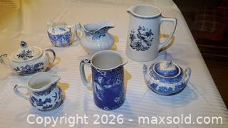 MaxSold Auction: Lot of English Blue & White Transferware Pitchers, Creamers, Sugar bowls - Ottawa (Ontario, Canada) SELLER MANAGED Downsizing Online Auction - Sarsfield Road
