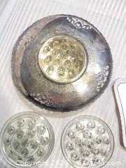 MaxSold Auction: Lot: Vintage Glass Flower Frogs, Silverplate Bowl, Porcelain Rose Tray - Ottawa (Ontario, Canada) SELLER MANAGED Downsizing Online Auction - Sarsfield Road