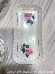 MaxSold Auction: Lot: Vintage Glass Flower Frogs, Silverplate Bowl, Porcelain Rose Tray - Ottawa (Ontario, Canada) SELLER MANAGED Downsizing Online Auction - Sarsfield Road
