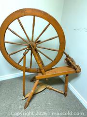 MaxSold Auction: Pine Spinning Wheel, 28 in Wheel, 43 in Overall Height - Ottawa (Ontario, Canada) SELLER MANAGED Downsizing Online Auction - Sarsfield Road