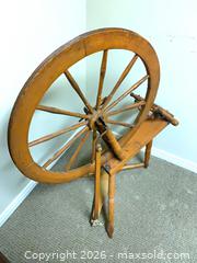 MaxSold Auction: Pine Spinning Wheel, 28 in Wheel, 43 in Overall Height - Ottawa (Ontario, Canada) SELLER MANAGED Downsizing Online Auction - Sarsfield Road