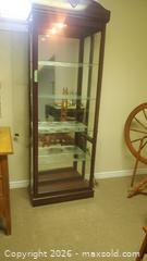 MaxSold Auction: Solid Wood Mahogany Glass Curio Display Cabinet (Freestanding) - Ottawa (Ontario, Canada) SELLER MANAGED Downsizing Online Auction - Sarsfield Road