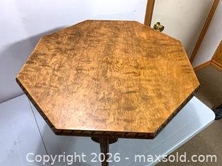 MaxSold Auction: Vintage Octagonal Solid Wood Accent Side Table, 24" Top - Ottawa (Ontario, Canada) SELLER MANAGED Downsizing Online Auction - Sarsfield Road