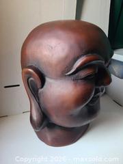 MaxSold Auction: Large wooden laughing Buddah head - 15" - Toronto (Ontario, Canada) SELLER MANAGED Downsizing Online Auction - Kempsell Crescent