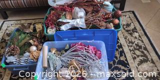 MaxSold Auction: Assorted Christmas Ornaments, Decorative Picks, Ribbons & Owl Figurine B - Whitchurch-Stouffville (Ontario, Canada) Downsizing Online Auction - Grayfield Drive
