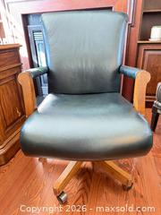 MaxSold Auction: Leather Office Chair with Wood Accents, Swivel & Casters C - Whitchurch-Stouffville (Ontario, Canada) Downsizing Online Auction - Grayfield Drive