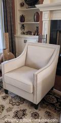 MaxSold Auction: Linen-Like Upholstered Armchair with Nailhead Trim C - Whitchurch-Stouffville (Ontario, Canada) Downsizing Online Auction - Grayfield Drive