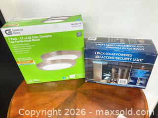 MaxSold Auction: 6-Pack Lighting: 2-Pack Flush Mounts + 4 Solar Accent Lights - San Diego (California, USA) SELLER MANAGED Reseller Online Auction - Miramar Road