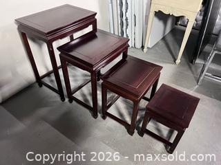 MaxSold Auction: Set of (4) Asian Rosewood Nesting Tables - Toronto (Ontario, Canada) SELLER MANAGED Reseller Online Auction - Chesswood Drive