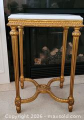 MaxSold Auction:  Gilt Wood Side Table with Marble Top (A) - Newmarket (Ontario, Canada) SELLER MANAGED Downsizing Online Auction - Amberlee Court.