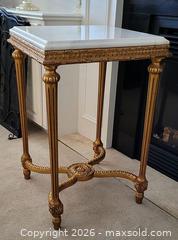 MaxSold Auction: Gilt Wood Side Table with Marble Top (B) - Newmarket (Ontario, Canada) SELLER MANAGED Downsizing Online Auction - Amberlee Court.