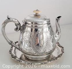 MaxSold Auction: Silver Plated Teapot & Plate - Newmarket (Ontario, Canada) SELLER MANAGED Downsizing Online Auction - Amberlee Court.