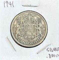 MaxSold Auction: 1941 Cdn. Silver King George VI 50 Cents  - Newmarket (Ontario, Canada) PARTNER MANAGED Reseller Online Auction - Walter Avenue