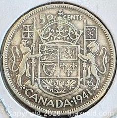 MaxSold Auction: 1941 Cdn. Silver King George VI 50 Cents  - Newmarket (Ontario, Canada) PARTNER MANAGED Reseller Online Auction - Walter Avenue