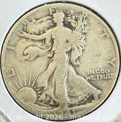 MaxSold Auction: 1941 US Silver Walking Liberty Half Dollar  - Newmarket (Ontario, Canada) PARTNER MANAGED Reseller Online Auction - Walter Avenue
