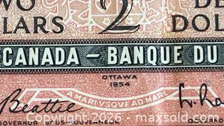 MaxSold Auction: 1954 Cdn. Queen Elizabeth II 2 Dollar Paper Banknote  - Newmarket (Ontario, Canada) PARTNER MANAGED Reseller Online Auction - Walter Avenue