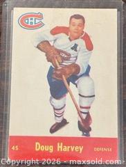 MaxSold Auction: 1955-6 Parkhurst Doug Harvey Hockey Collectible Trading Card  - Newmarket (Ontario, Canada) PARTNER MANAGED Reseller Online Auction - Walter Avenue