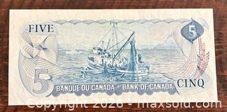 MaxSold Auction: 1972 Cdn. Sir Wilfrid Laurier, Seventh Prime Minister 5 Dollar Paper Banknote  - Newmarket (Ontario, Canada) PARTNER MANAGED Reseller Online Auction - Walter Avenue