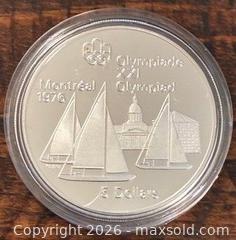MaxSold Auction: 1973 Cdn. Silver Proof Elizabeth II 1976 Olympics Montreal Sailing 5 Dollar  - Newmarket (Ontario, Canada) PARTNER MANAGED Reseller Online Auction - Walter Avenue