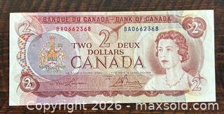 MaxSold Auction: 1974 Cdn. Queen Elizabeth II 2 Dollar Paper Banknote  - Newmarket (Ontario, Canada) PARTNER MANAGED Reseller Online Auction - Walter Avenue