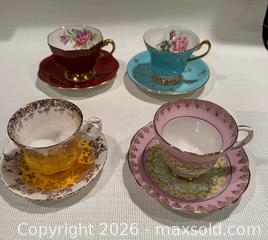 MaxSold Auction: 4 sets of English bone china cups and saucers - North Vancouver (British Columbia, Canada) SELLER MANAGED Moving Online Auction - Northlands Drive