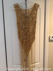 MaxSold Auction: Gold chainmail dress with belt, necklace and headpiece. - North Vancouver (British Columbia, Canada) SELLER MANAGED Moving Online Auction - Northlands Drive