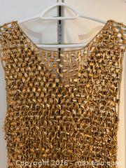 MaxSold Auction: Gold chainmail dress with belt, necklace and headpiece. - North Vancouver (British Columbia, Canada) SELLER MANAGED Moving Online Auction - Northlands Drive