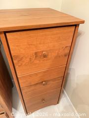 MaxSold Auction: Honey Oak 3 drawer filing cabinet  - North Vancouver (British Columbia, Canada) SELLER MANAGED Moving Online Auction - Northlands Drive