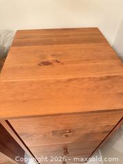 MaxSold Auction: Honey Oak 3 drawer filing cabinet  - North Vancouver (British Columbia, Canada) SELLER MANAGED Moving Online Auction - Northlands Drive