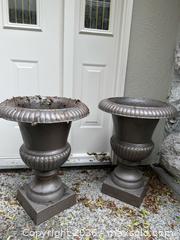 MaxSold Auction: Pair of Cast Iron Outdoor Urns - North Vancouver (British Columbia, Canada) SELLER MANAGED Moving Online Auction - Northlands Drive