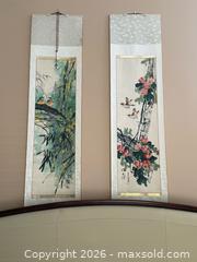 MaxSold Auction: Three handpainted Asian scrolls featuring birds and a crane - North Vancouver (British Columbia, Canada) SELLER MANAGED Moving Online Auction - Northlands Drive