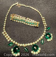 MaxSold Auction: Three pieces of Vintage emerald green rhinestone jewelry  - North Vancouver (British Columbia, Canada) SELLER MANAGED Moving Online Auction - Northlands Drive