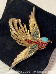MaxSold Auction: Vintage Bird Brooch with multi-coloured pave-set crystals - North Vancouver (British Columbia, Canada) SELLER MANAGED Moving Online Auction - Northlands Drive