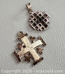 MaxSold Auction: (2) Vintage Israeli 925 Silver Jerusalem Cross Pendants - Marked  - Toronto (Ontario, Canada) PARTNER MANAGED Reseller Online Auction - Queen Street West