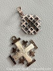 MaxSold Auction: (2) Vintage Israeli 925 Silver Jerusalem Cross Pendants - Marked  - Toronto (Ontario, Canada) PARTNER MANAGED Reseller Online Auction - Queen Street West