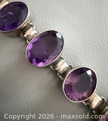 MaxSold Auction: 925 Silver Amethyst Gemstones Link Bracelet  - Marked  - Toronto (Ontario, Canada) PARTNER MANAGED Reseller Online Auction - Queen Street West