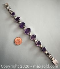 MaxSold Auction: 925 Silver Amethyst Gemstones Link Bracelet  - Marked  - Toronto (Ontario, Canada) PARTNER MANAGED Reseller Online Auction - Queen Street West